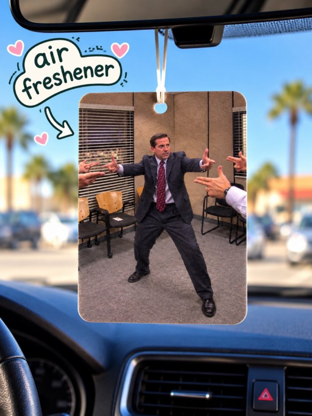 Michael Scott Karate Funny Meme Car Air Freshener – Hanging Car Accessory